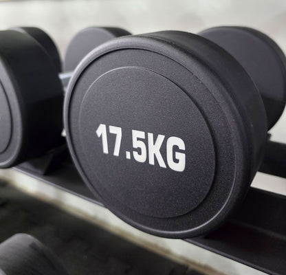 Kurzhantelsatz 5 - 40 kg, in 2,5kg Stufen, Polyurethan PU (ähnlich Gummi), 15 Hantelpaare im Set - NEU