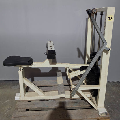 Panatta Wadenmaschine sitzend, Calf Machine, Wadenpresse, Oldschool Bodybuilding, Rahmenfarbe Weiß, gebraucht mit Gebrauchsspuren