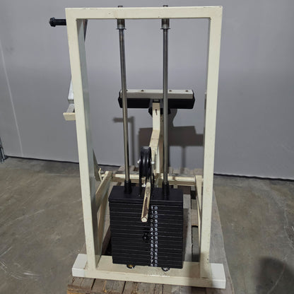 Panatta Wadenmaschine sitzend, Calf Machine, Wadenpresse, Oldschool Bodybuilding, Rahmenfarbe Weiß, gebraucht mit Gebrauchsspuren