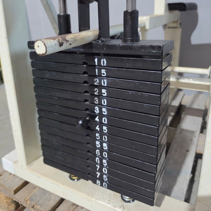 Panatta Wadenmaschine sitzend, Calf Machine, Wadenpresse, Oldschool Bodybuilding, Rahmenfarbe Weiß, gebraucht mit Gebrauchsspuren