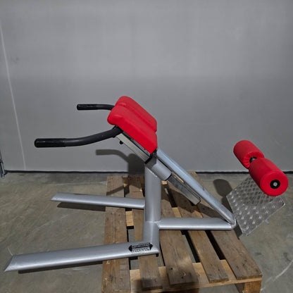 Teuwsen Hyperextension, Rückenstreckerbank, 45° verstellbar, Rahmenfarbe Silber, gebraucht - mit Gebrauchsspuren