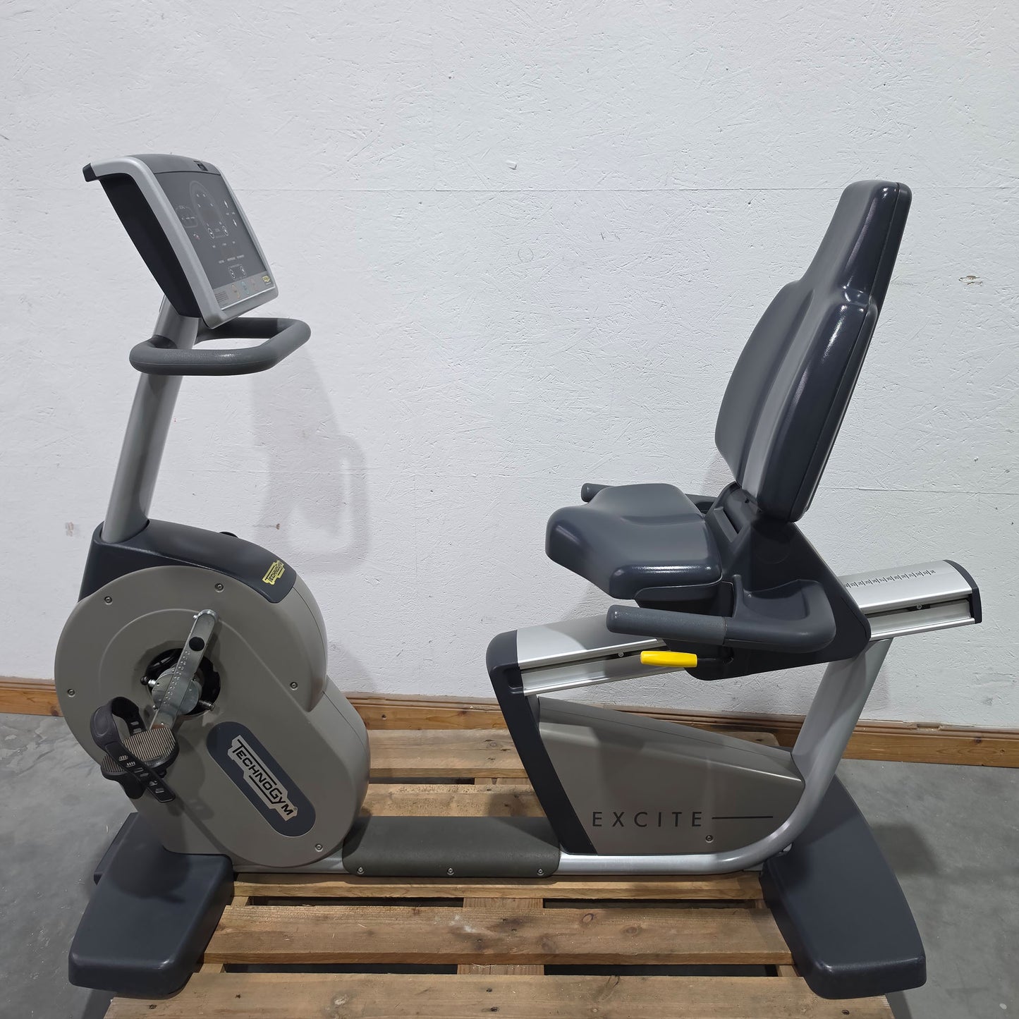 TechnoGym Recumbent Excite Line Recline 500, LED Display, verstellbare Pedalarme, ohne Handpuls, Polster Dunkelblau, gebraucht - überholter Zustand