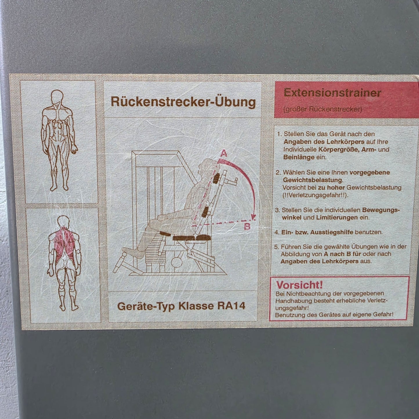 Kaphingst Rückenstrecker RA14, Hyperextension Kraftgerät, sehr variabel einstellbar, Lower Back Machine, Farbe Weiß, gebraucht - geprüfter Zustand mit Gebrauchsspuren