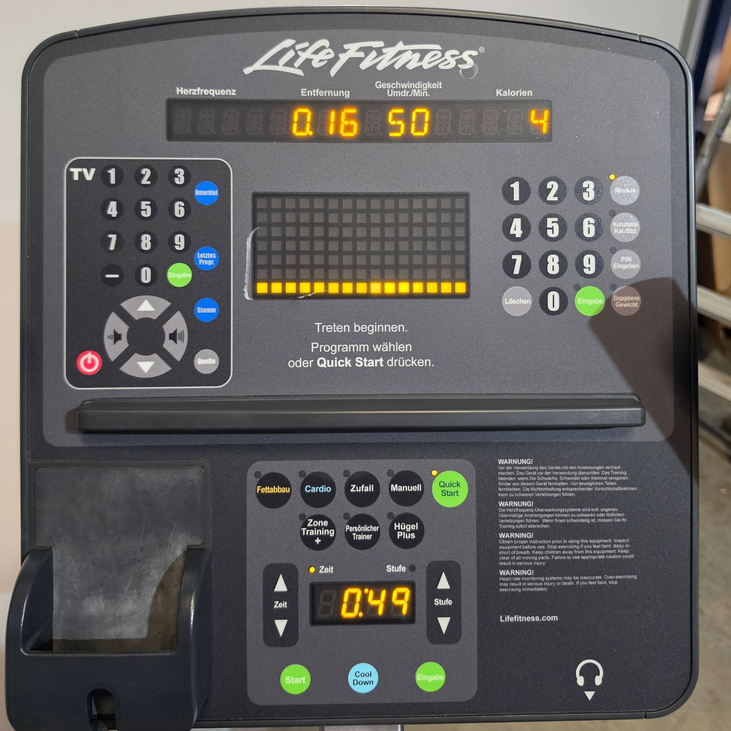 Life Fitness Ergometer Lifecycle, Integrity Serie, LED Konsole, Anthrazit - gebraucht - überholter Zustand, kleine optische Stellen am Display