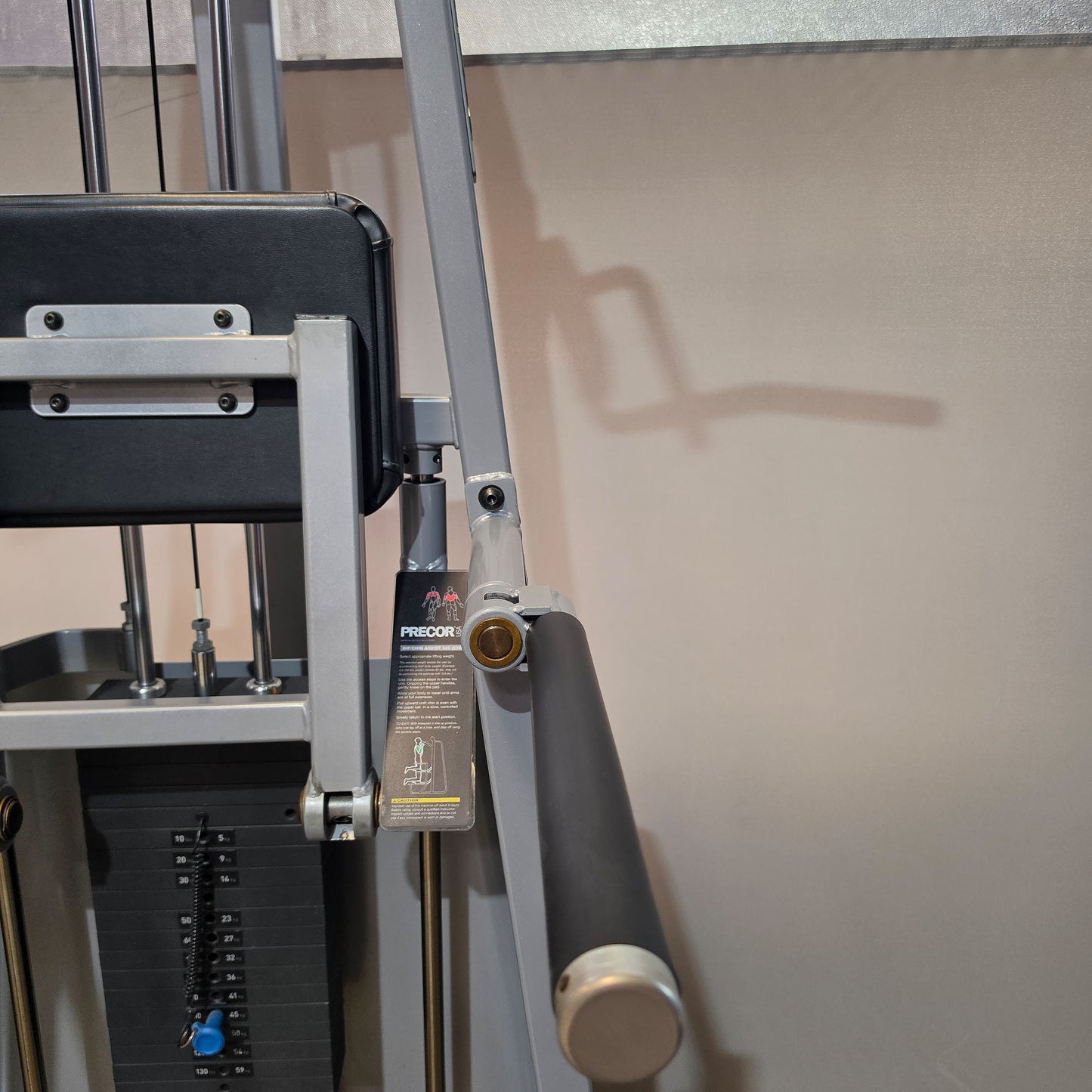 Precor Icarian 320 Assisted Dip-Chin & Pull-up Machine, Dip-Klimmzugmaschine mit Gewichtsunterstützung, Rahmenfarbe Silber, gebraucht - überholter Zustand