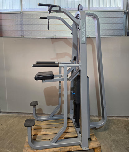 Precor Icarian 320 Assisted Dip-Chin & Pull-up Machine, Dip-Klimmzugmaschine mit Gewichtsunterstützung, Rahmenfarbe Silber, gebraucht - überholter Zustand