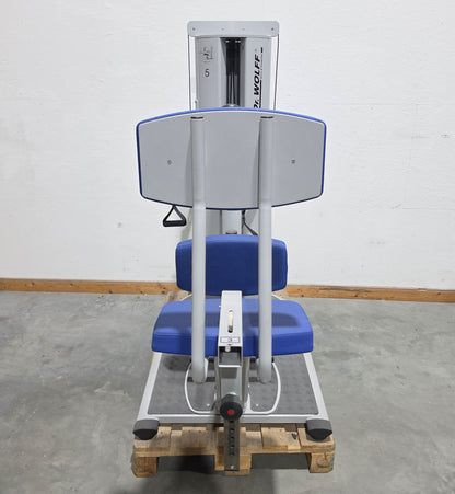 Dr. Wolff Multifidus Trainer 906, Segmentale Stabilisation der LWS, sitzend, Farbe Silber, gebraucht - überholter Zustand