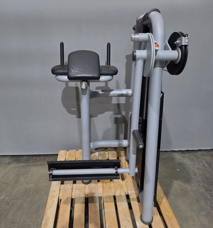 Jimsa Gluteusmaschine, Glutes Kick Radial, Pomaschine stehend, Farbe Silber-Grau, gebraucht - geprüfter Zustand mit Gebrauchsspuren