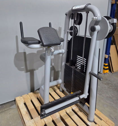 Jimsa Gluteusmaschine, Glutes Kick Radial, Pomaschine stehend, Farbe Silber-Grau, gebraucht - geprüfter Zustand mit Gebrauchsspuren