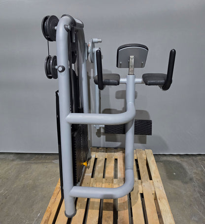 Jimsa Gluteusmaschine, Glutes Kick Radial, Pomaschine stehend, Farbe Silber-Grau, gebraucht - geprüfter Zustand mit Gebrauchsspuren