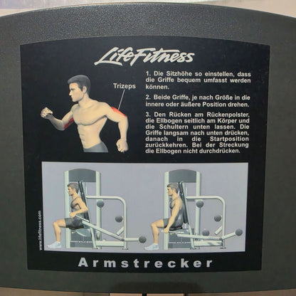Life Fitness Trizepsmaschine Dip, Armstrecker  Triceps, 135kg Gewichtsblock, Signature Series, Rahmenfarbe Silber, gebraucht - überholter Zustand