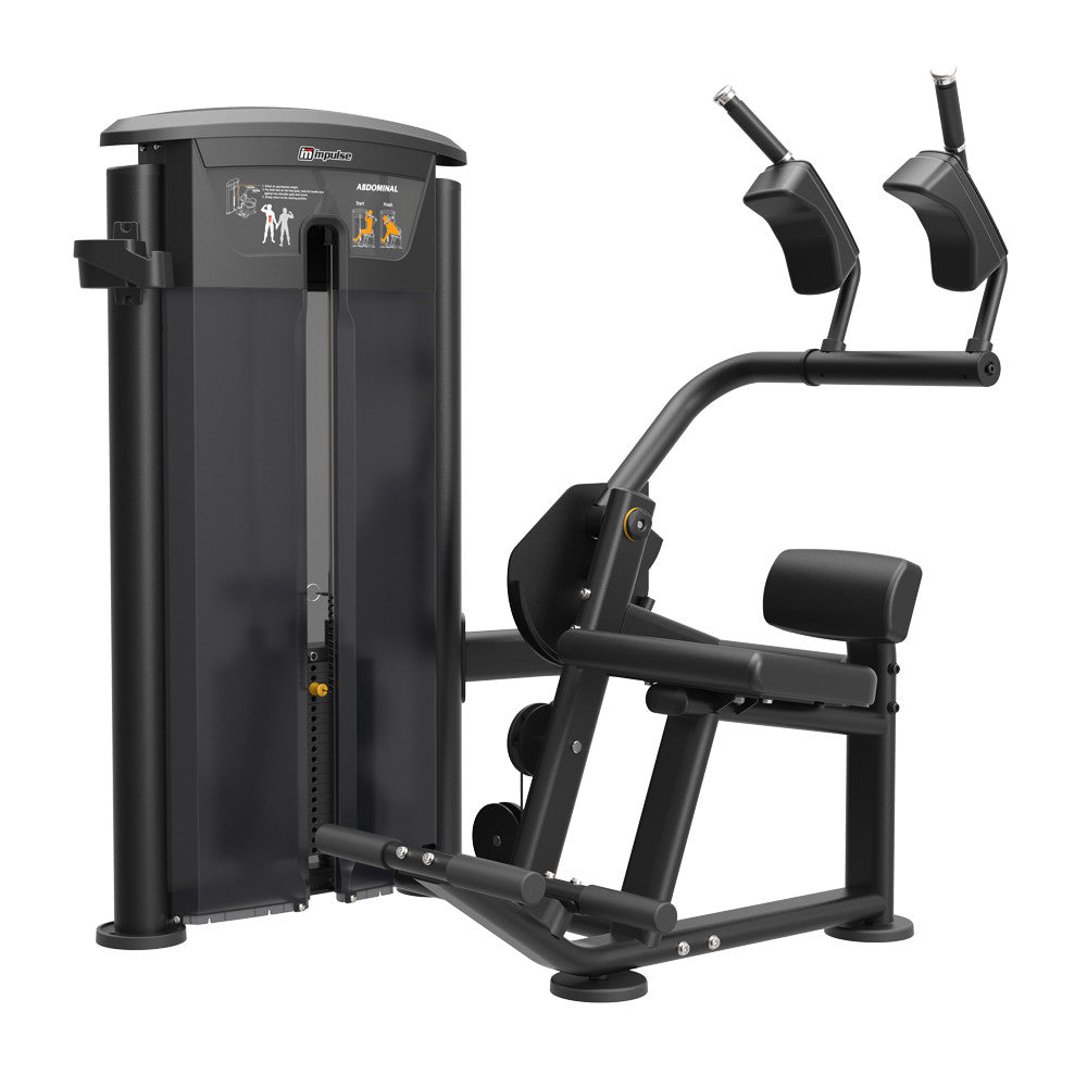 Impulse Fitness Bauchmaschine, IT9514, AB Machine, 90kg Gewichtsblock, Black Edition