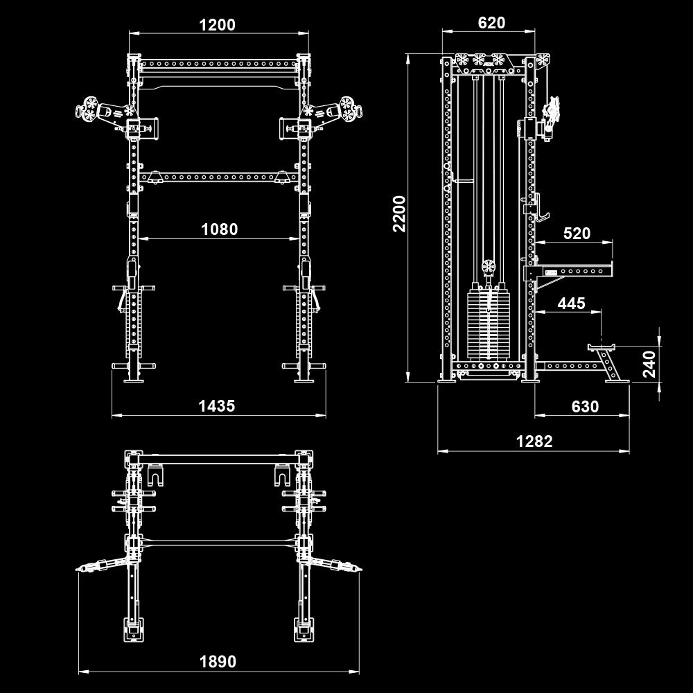 ATX Cable Half Rack mit 2 x 90 kg Steckgewichten