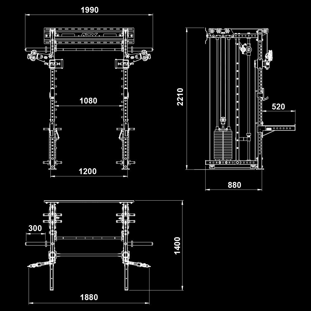 ATX Rack-Zugstation mit Multipresse zur Wandbefestigung