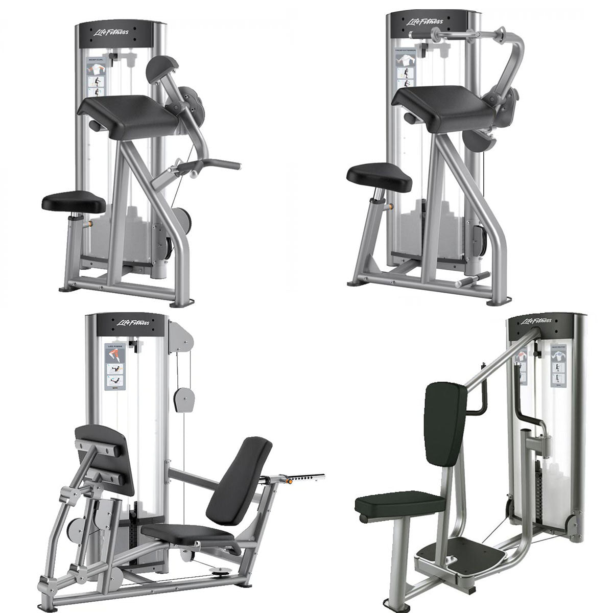 Life Fitness Optima Series - 12 Kraftgeräte im Set, 14 Trainingsstationen, Farbe Silber, gebraucht - überholter Zustand