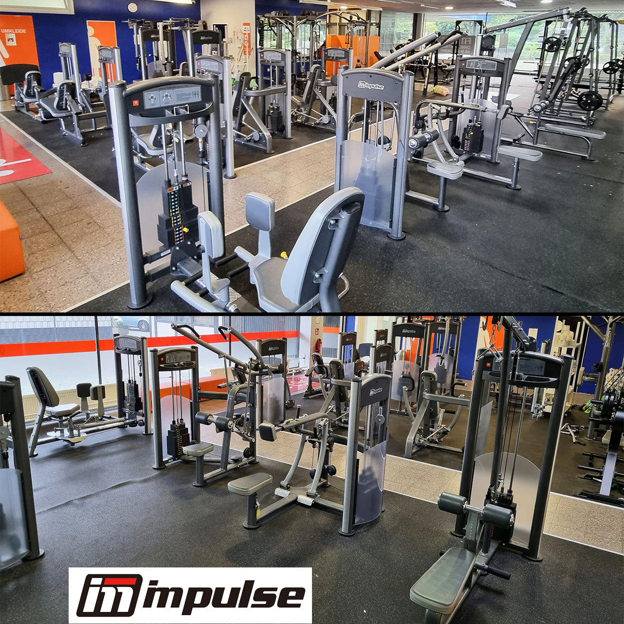 Impulse Fitness - 66 Fitnessgeräte Set - Erst 3 Jahre alt, Kraftgeräte, Cardiogeräte, Plate loaded Geräte, Bänke, Racks etc - komplettes Fitnessstudio - gebraucht - TOP Zustand