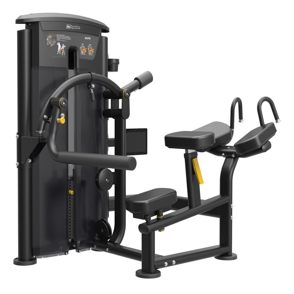 Impulse Fitness Po/Gluteusmaschine, IT9526, Glute Raise, 90kg Gewichtsblock, Black Edition