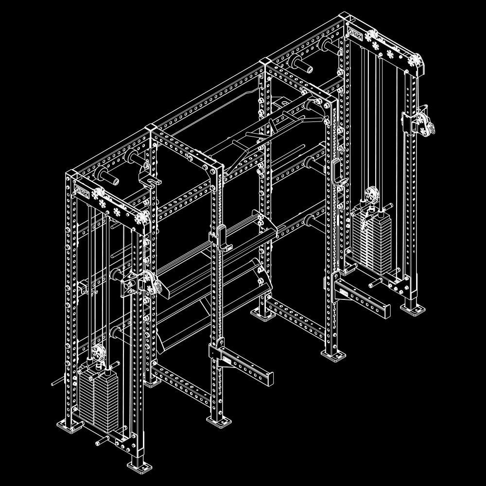 ATX Cable Cross Rack with 2 x 90 kg plug-in weights and many extras