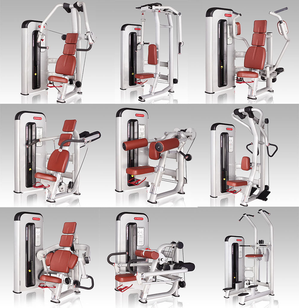 Komplette Fitnessstudio Einrichtung - Gerätepark mit über 45 Kraftgeräten - Danksport S-Line Set mit 45 Fitnessgeräten & Zubehör, Ausstellungsgeräte vergleichbar mit Gym80, Nautilus, Star Trac oder TechnoGym