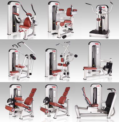 Komplette Fitnessstudio Einrichtung - Gerätepark mit über 45 Kraftgeräten - Danksport S-Line Set mit 45 Fitnessgeräten & Zubehör, Ausstellungsgeräte vergleichbar mit Gym80, Nautilus, Star Trac oder TechnoGym