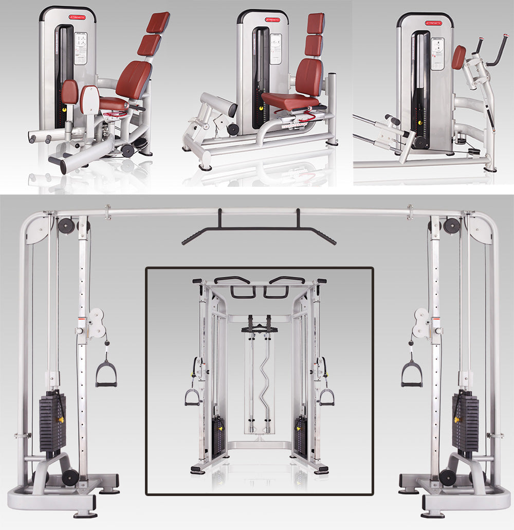 Komplette Fitnessstudio Einrichtung - Gerätepark mit über 45 Kraftgeräten - Danksport S-Line Set mit 45 Fitnessgeräten & Zubehör, Ausstellungsgeräte vergleichbar mit Gym80, Nautilus, Star Trac oder TechnoGym