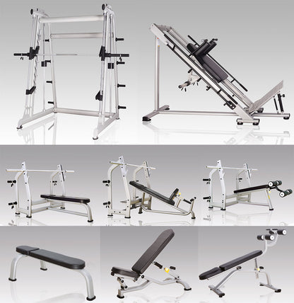 Komplette Fitnessstudio Einrichtung - Gerätepark mit über 45 Kraftgeräten - Danksport S-Line Set mit 45 Fitnessgeräten & Zubehör, Ausstellungsgeräte vergleichbar mit Gym80, Nautilus, Star Trac oder TechnoGym