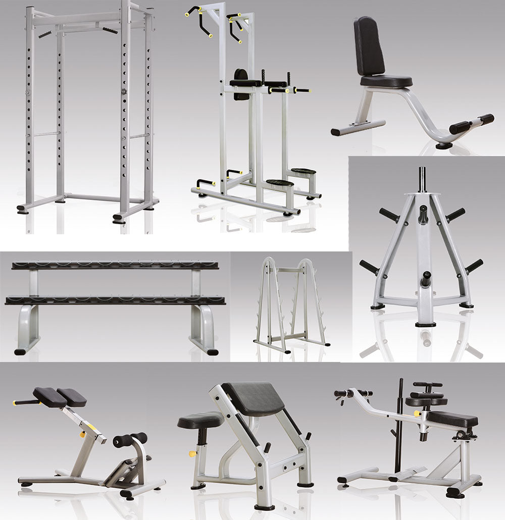 Komplette Fitnessstudio Einrichtung - Gerätepark mit über 45 Kraftgeräten - Danksport S-Line Set mit 45 Fitnessgeräten & Zubehör, Ausstellungsgeräte vergleichbar mit Gym80, Nautilus, Star Trac oder TechnoGym