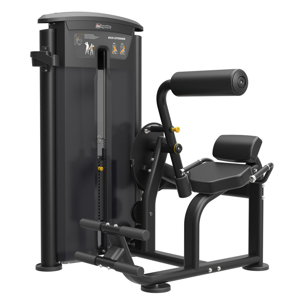 Impulse Fitness Back Extension, Hyperextension, IT9532, Back Extension, 90kg Weight Stack, Black Edition