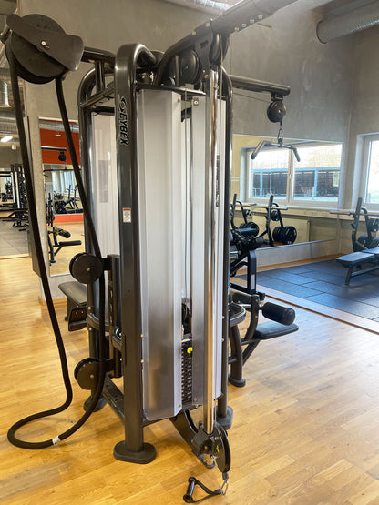 Cybex 8 Stationenturm PWR Play, 8 Stack Multi Station, baugleich Life Fitness MJ Tower, große Gewichtsblöcke, Rahmenfarbe Anthrazit, gebraucht - überholter Zustand