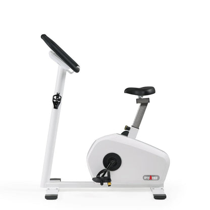 Heimtrainer Fahrrad von Dyna Med, seitliche Ansicht.