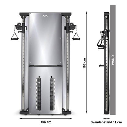 ATX Duale Wandzugstation -Mirror- mit 2 x 60 kg Steckgewichten