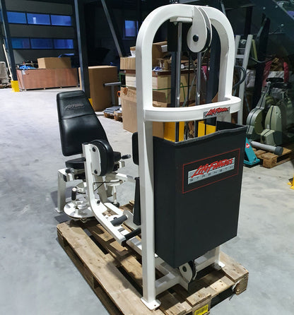 Life Fitness Adductors - Abductor machines, Hip Abductor and Adductor, 2 machines in a set, frame white, upholstery black, used - refurbished condition