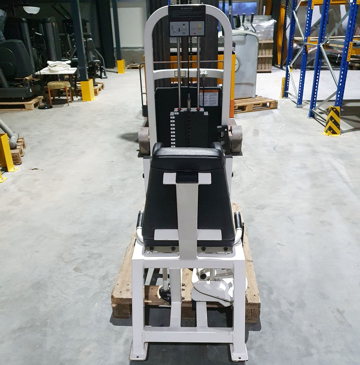 Life Fitness Adductors - Abductor machines, Hip Abductor and Adductor, 2 machines in a set, frame white, upholstery black, used - refurbished condition