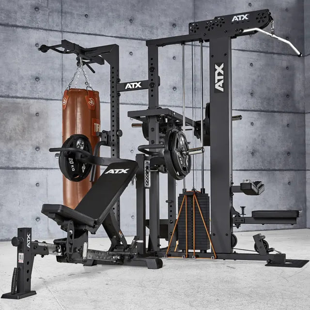 ATX Multiplex Workout Station - Multi Gym - Inklusive 107,5kg Gummi  Hantelscheiben - Vorteilspaket