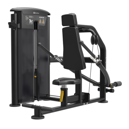 Impulse Fitness Trizepsmaschine, Dip sitzend, IT9517, Seated Dip, 90kg Gewichtsblock, Black Edition