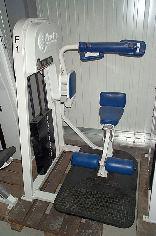 Nautilus abdominal machine, flexor, abs, white, used