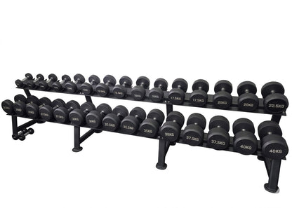 Kurzhantelsatz aus Gummi von 5 bis 40 kg, in 2,5kg Stufen, 15 gummierte Hantelpaare im Set - NEU