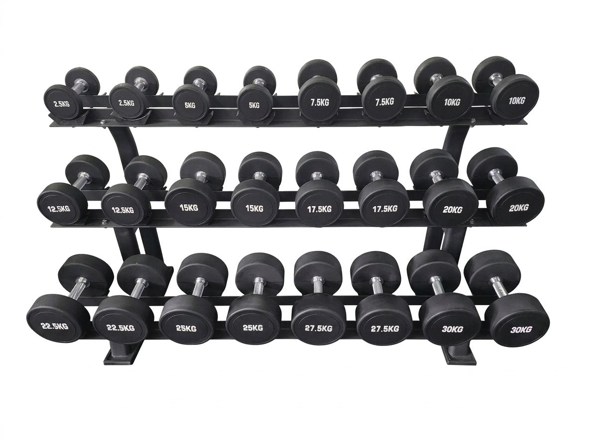Dumbbell set 5 - 30 kg, in 2.5 kg increments, polyurethane PU (similar to rubber), set - NEW