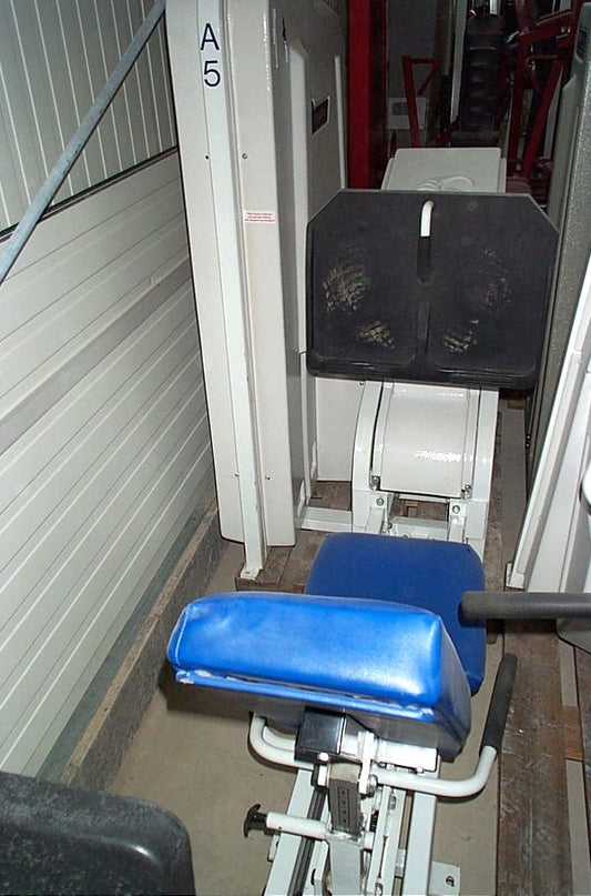 Nautilus seated leg press, white, used