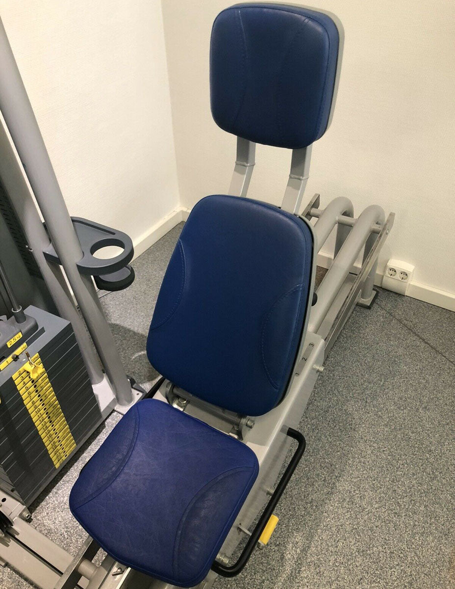 Ergo-Fit leg press, adjustable leg press, 172.5 kg weight block, blue upholstery, used - refurbished condition