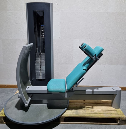 Frei Genius functional leg press - adjustable leg press, frame color silver, upholstery color turquoise, used - refurbished condition
