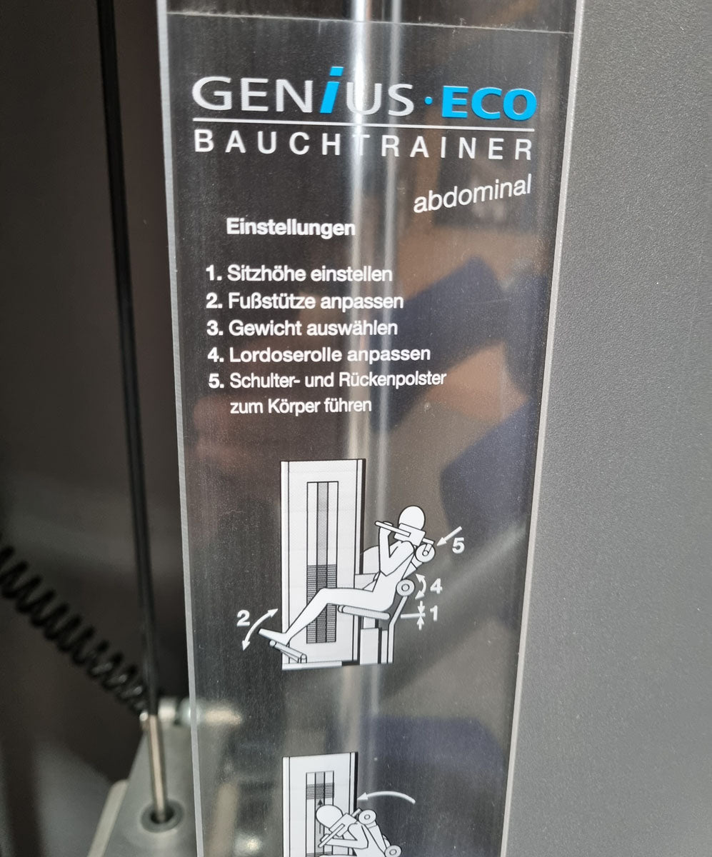 Frei Genius Eco Bauchtrainer Abdominal, Bauchmuskelmaschine, Abs Crunch, Rahmenfarbe Silber, gebraucht - überholter Zustand
