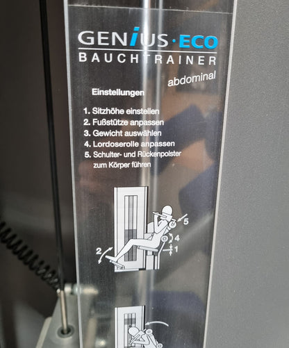 Frei Genius Eco Bauchtrainer Abdominal, Bauchmuskelmaschine, Abs Crunch, Rahmenfarbe Silber, gebraucht - überholter Zustand