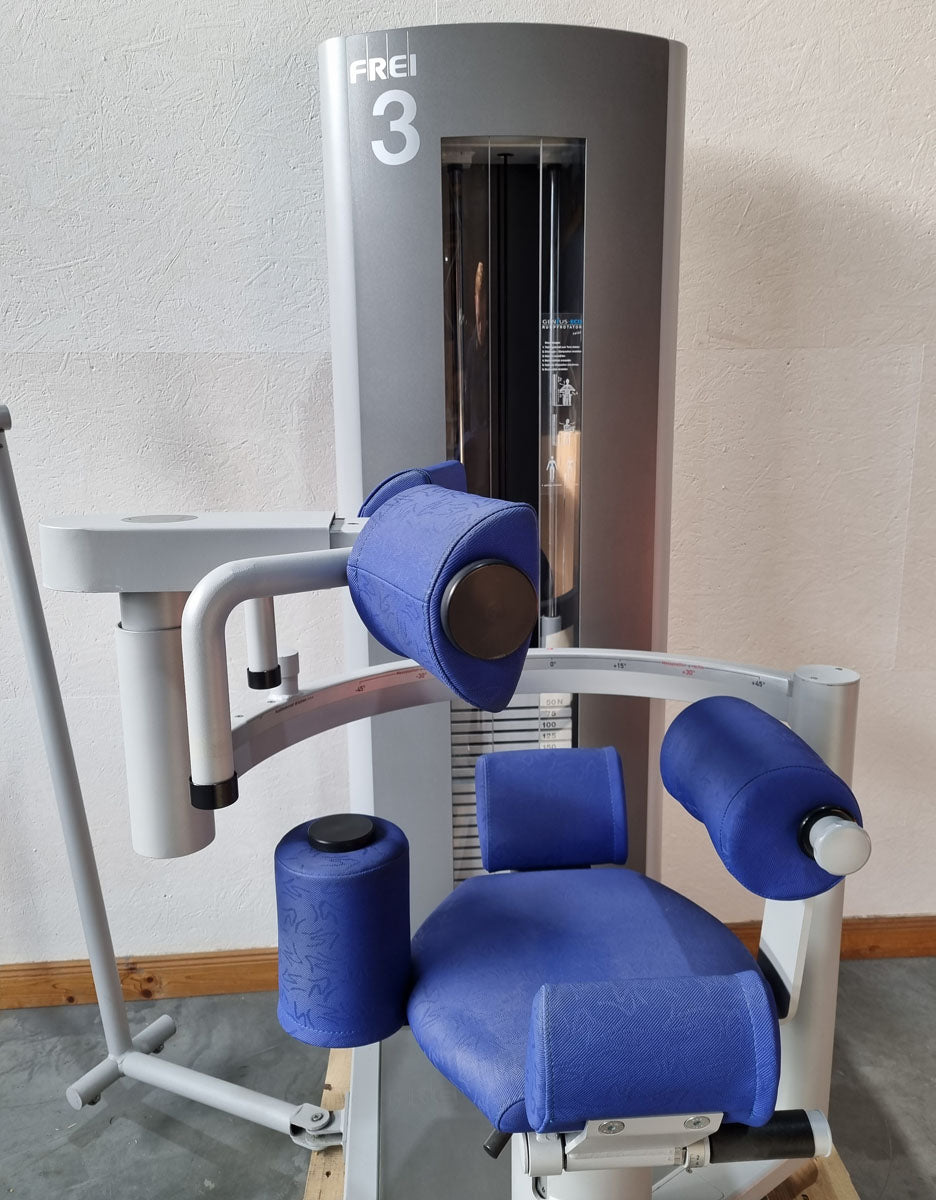 Frei Genius Eco torso rotator, rotary torso, rotation machine, MPG, twister, side abdominal muscles, frame color silver, used - refurbished condition