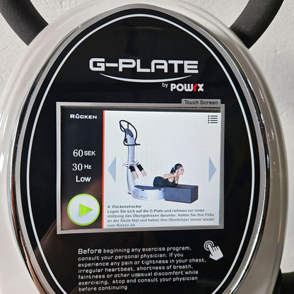 G-Plate by POWRX, Vibrationsplatte mit Luftfederung, Touchscreen Display, Farbe Weiß, gebraucht - geprüfter Zustand