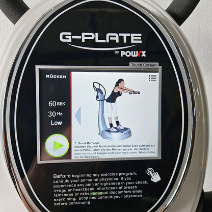 G-Plate by POWRX, Vibrationsplatte mit Luftfederung, Touchscreen Display, Farbe Weiß, gebraucht - geprüfter Zustand
