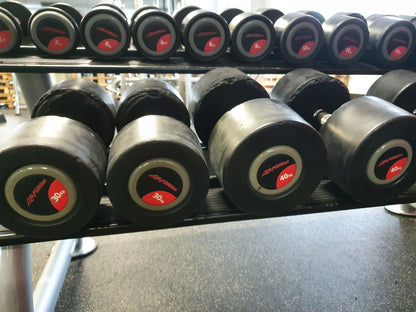 Life Fitness Hantelsatz, gummiert, 2kg bis 40kg in 2kg und 2,5kg Stufen, gebraucht