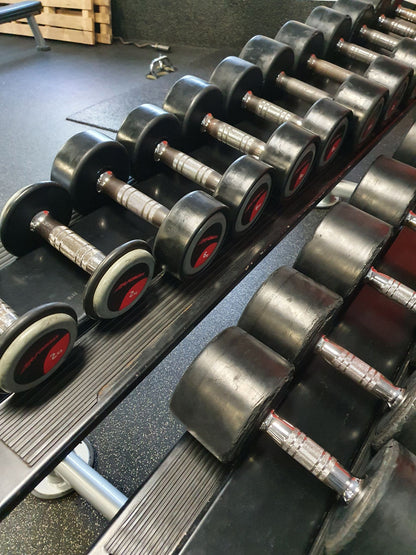 Life Fitness Hantelsatz, gummiert, 2kg bis 40kg in 2kg und 2,5kg Stufen, gebraucht