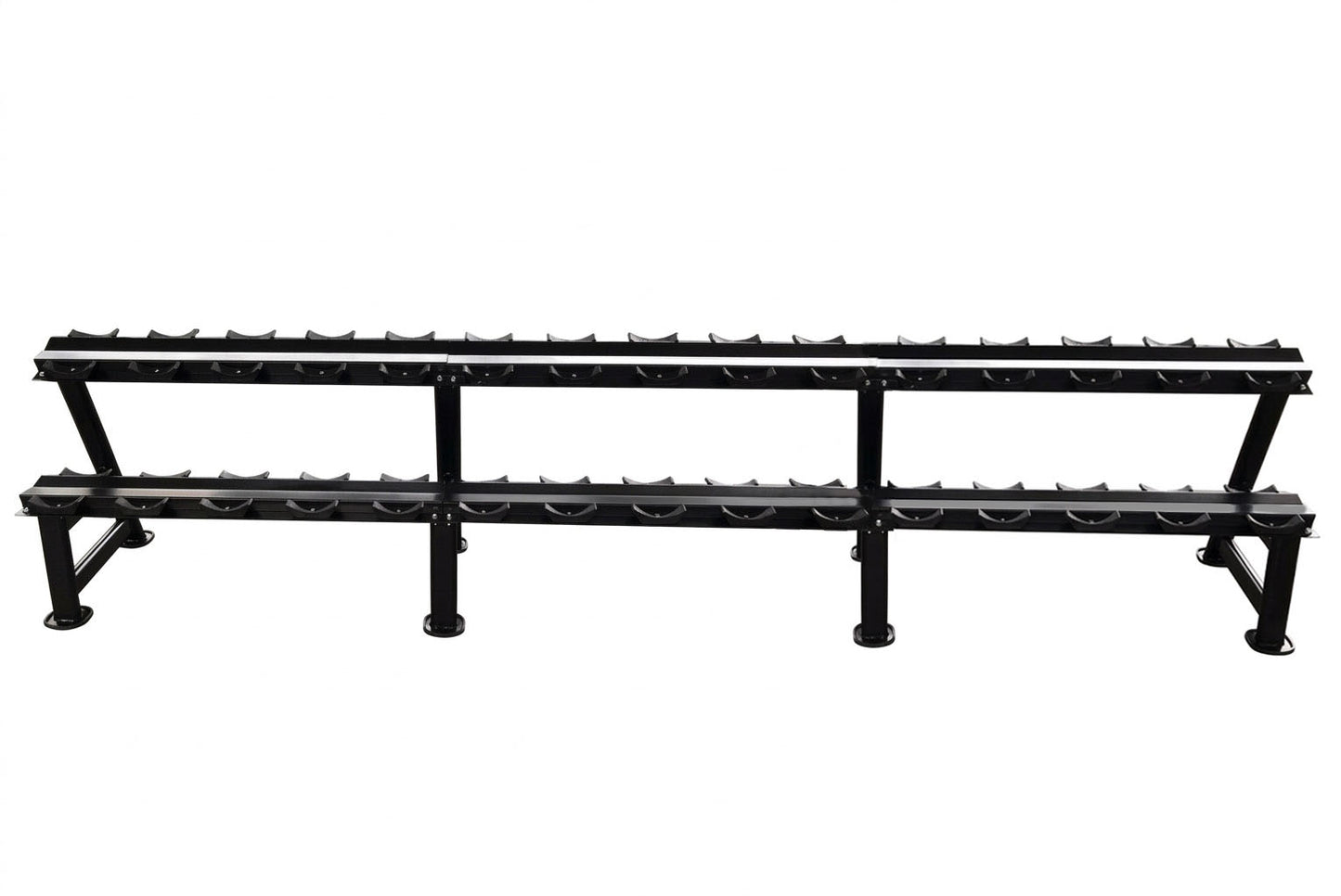 Ablage für Kurzhantelsätze, 2 Reihig für 15 Paare, Ständer / Regal für Hanteln, mit Ablageschalen, DankSport, Farbe Schwarz - NEU