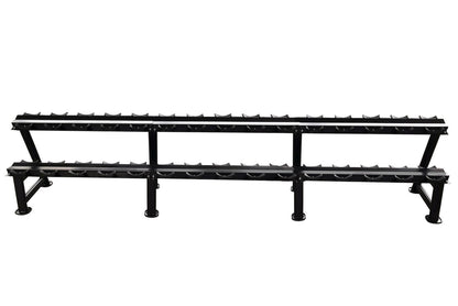 Ablage für Kurzhantelsätze, 2 Reihig für 15 Paare, Ständer / Regal für Hanteln, mit Ablageschalen, DankSport, Farbe Schwarz - NEU